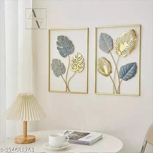 Gold Metal Wall Decor Leaf Wall Hanging Decoration - Springkart