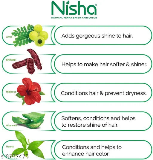 Nisha Natural Henna / Powder Based Hair Color Henna Conditioning Herbal Care silky & Shiny Soft Hair 15gm Each Pack (Burgundy Red, Pack of 10 Pouch)