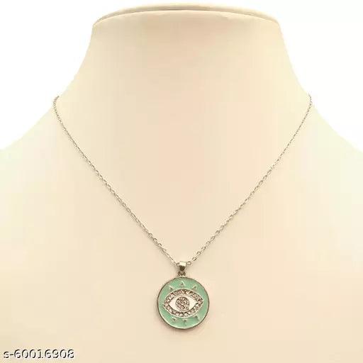 Studded Round evil eye Necklace (Black) - Springkart