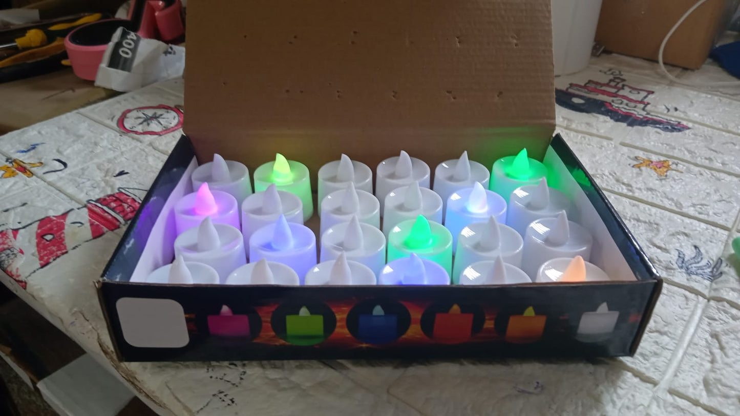 Multicolor LED Tealights Candles (24 Pack): Festive Decorations - Springkart