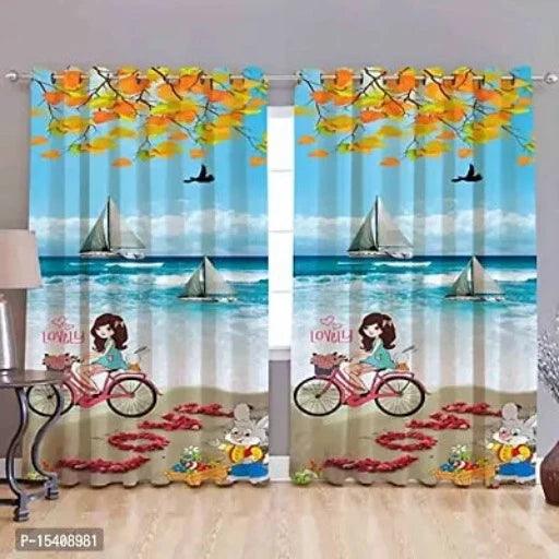 3D Printed Beautifully Desgin Polyester Fabric Curtainss - Pack of 1 Curtains with Eyelet Ring for Long Door (9 feet) (4 x 9 Long Door) - Springkart