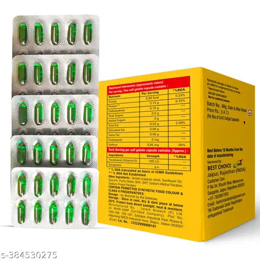 Vitamin E Face Pimple remove, Glowing Skin & hair care (10 Caps) - Springkart