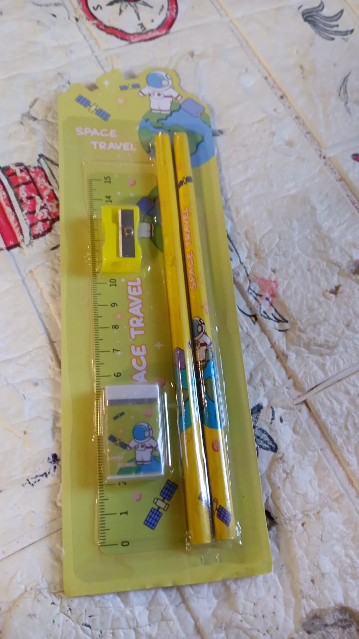 Wooden Pencil Set (5 Pc): School Supplies, Stationery Set for Kids - Springkart