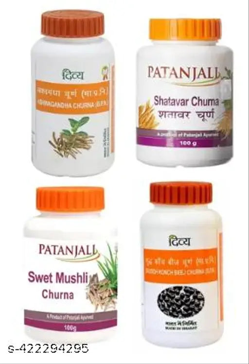 PatanjaIi Shatavar Swet Mushli Ashwagandha & Konch Beej Churna Shuddh Combo (100gm each) - Springkart