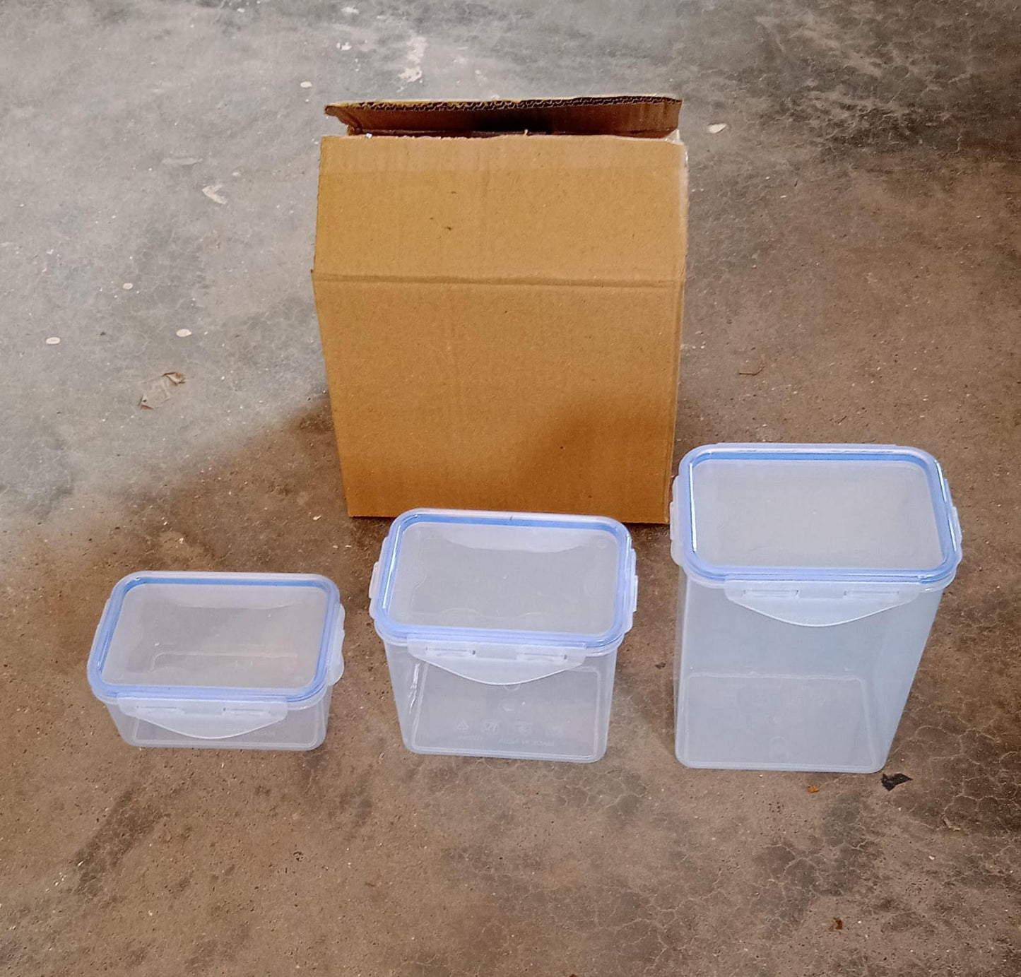 Kitchen Storage Container Set with Food Grade Plastic and Air Seal Lock Lid for Storage of Grocery, Spices, Dry fruits Use For Home, Office, Restaurant, Canteens (3 Piece Set) - Springkart