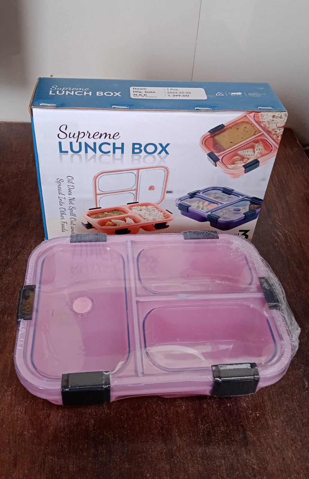 Plastic 3 Compartment Insulated Lunch Box, Lunch Box (1 Pc) - Springkart
