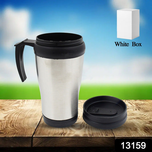 Stainless Steel Vacuum Glass Insulated Glass Coffee Cups (With Lid & Handle / 1 pc) - Springkart