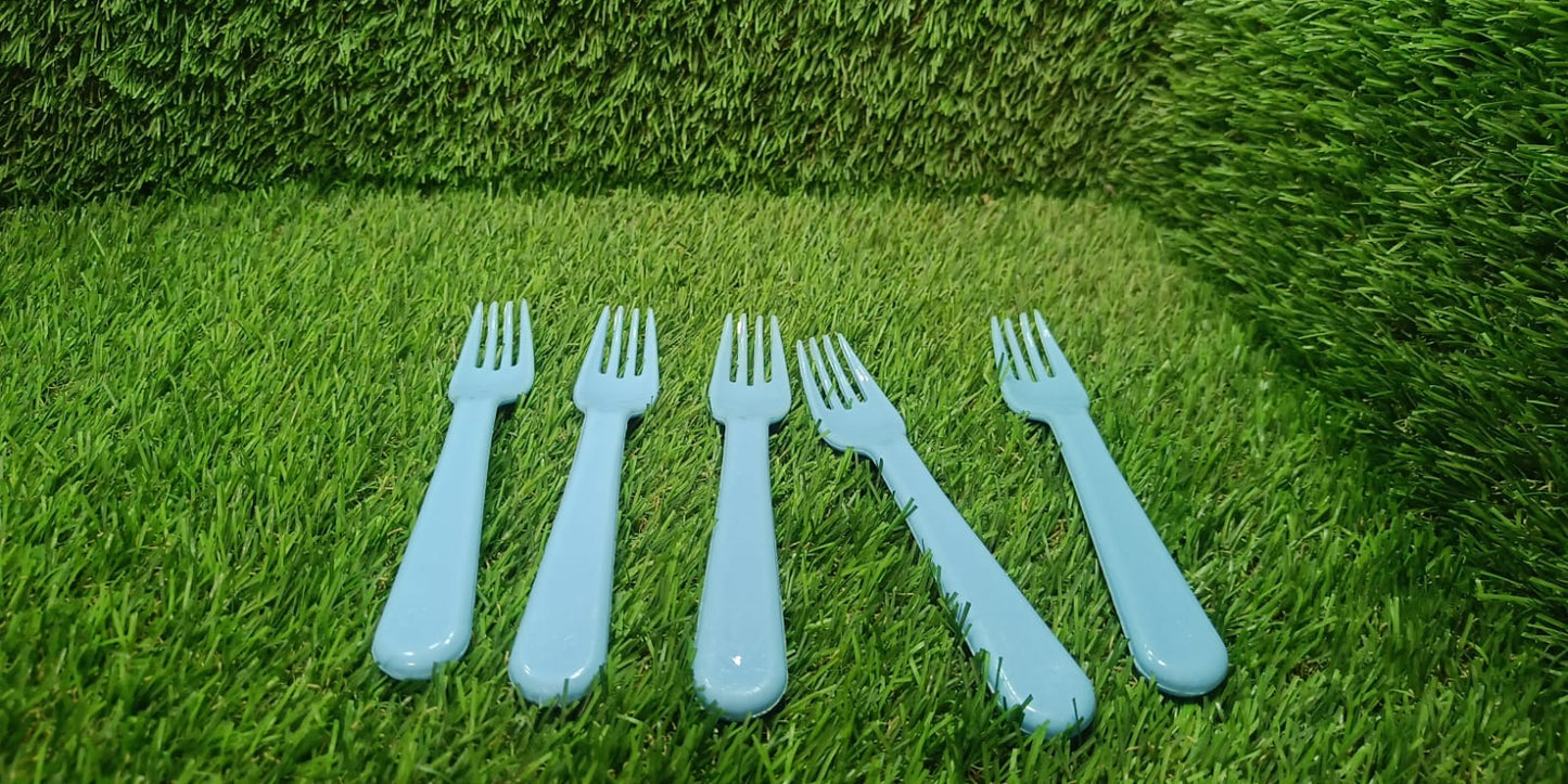 Reusable Premium Heavy Weight Plastic Forks, Party Supplies, One Size, plastic 5pc Serving Fork Set for kitchen, Travel, Home (5pc) - Springkart