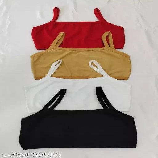Women And Girls Cotton Slip Bra / Inner Bra / Gym-Sports / Yoga Bra Pack Of 4 - Springkart