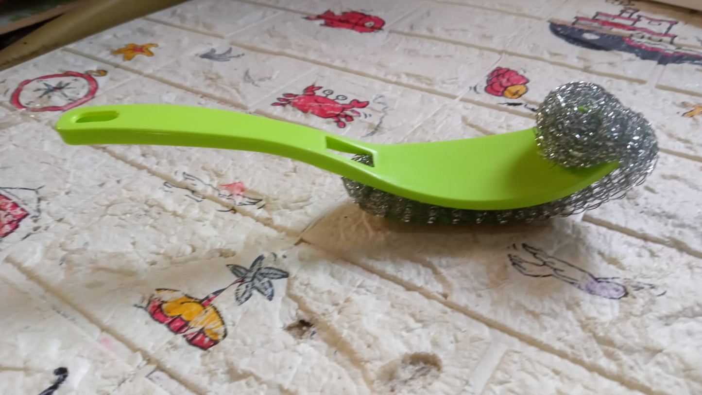 Wire Kitchen Washing Brush, Plastic Small Brush, Cleaning Brush, Bend Handle Pot Washing Brush (2 Pc) - Springkart