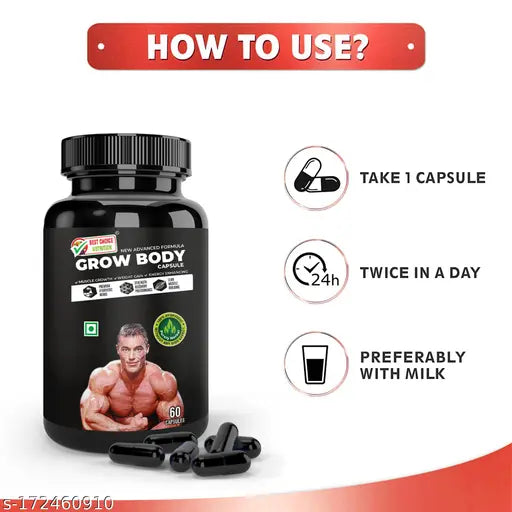 Best Choice Nutrition Grow Body Capsule For Muscle Building & Weight Gain (120 No) - Springkart