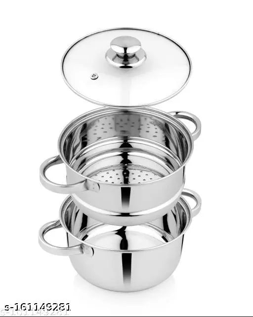 Urban Spoon Stainless Steel Steamer Set With Lid 2 Tier - - Dia - 20 Cm - 2.5 Liter