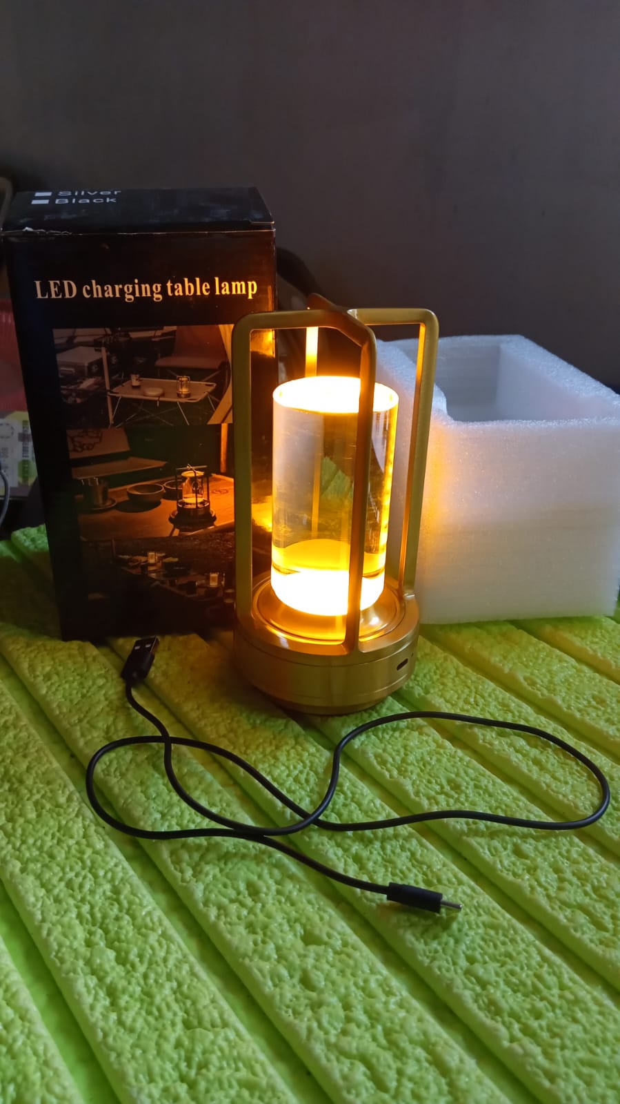 Crystal Lantern Lamp, Crystal Lantern Table Lamp, 3 Colors Rechargeable Cordless Led Lights for Restaurant / Bedroom Lights (1 Pc) - Springkart