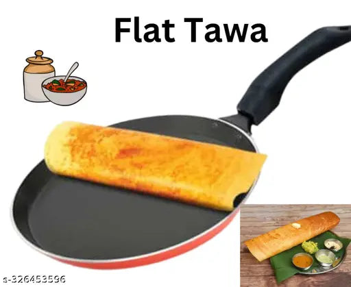 SHUBHCO Non-Stick Dosa Tawa with Bakelite Handle - 28cm, Red & Black | SHUBHCO Non-Stick Cookware | Ideal for Dosa, Pancakes, Roti, and More