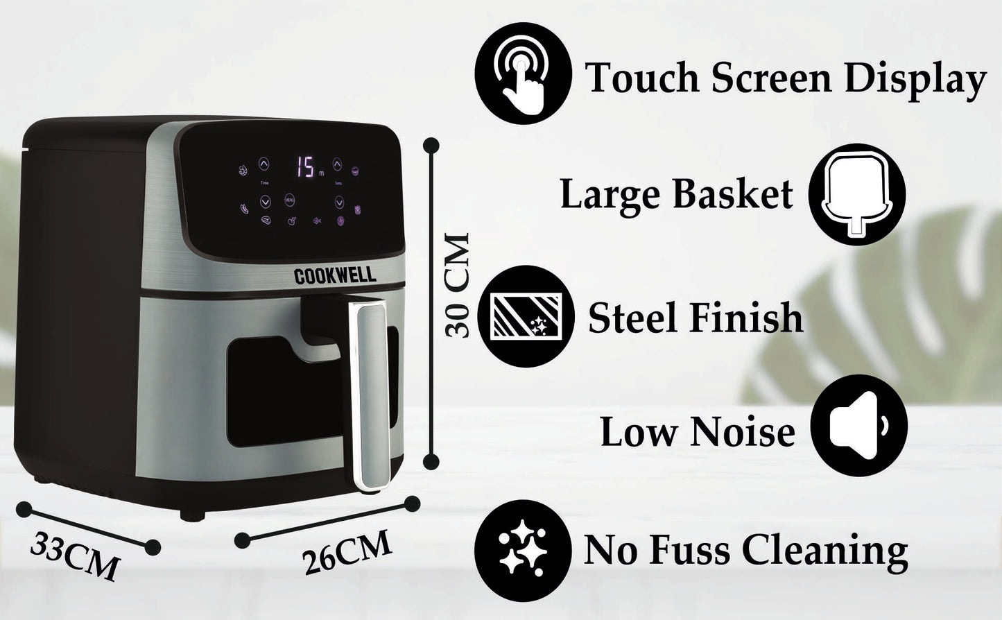 Cookwell Air Fryer - 5L With See Through Window - 1400W (Grey & Black) : Amazon.in: Home & Kitchen