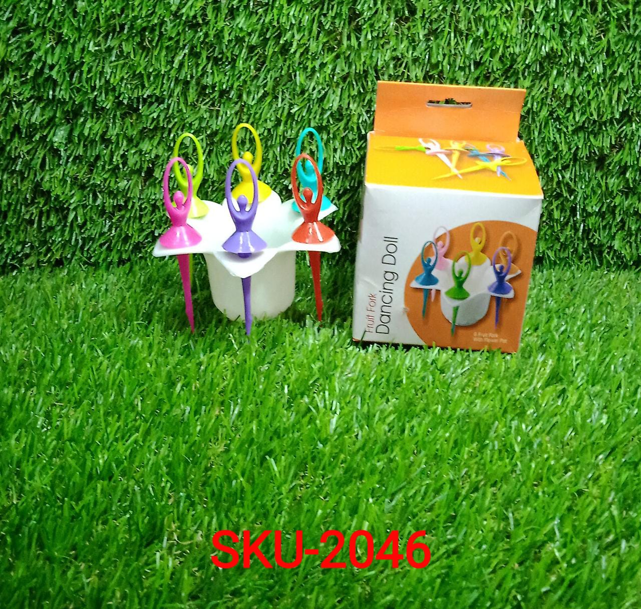 Dancing Doll Fruit Fork Cutlery Set with Stand Set of 6. - Springkart