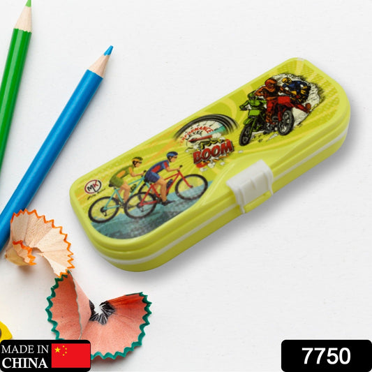 Multipurpose Compass Box, Pencil Box with 3 Compartments for School, Cartoon Printed Pencil Case for Kids, Birthday Gift for Girls & Boys - Springkart