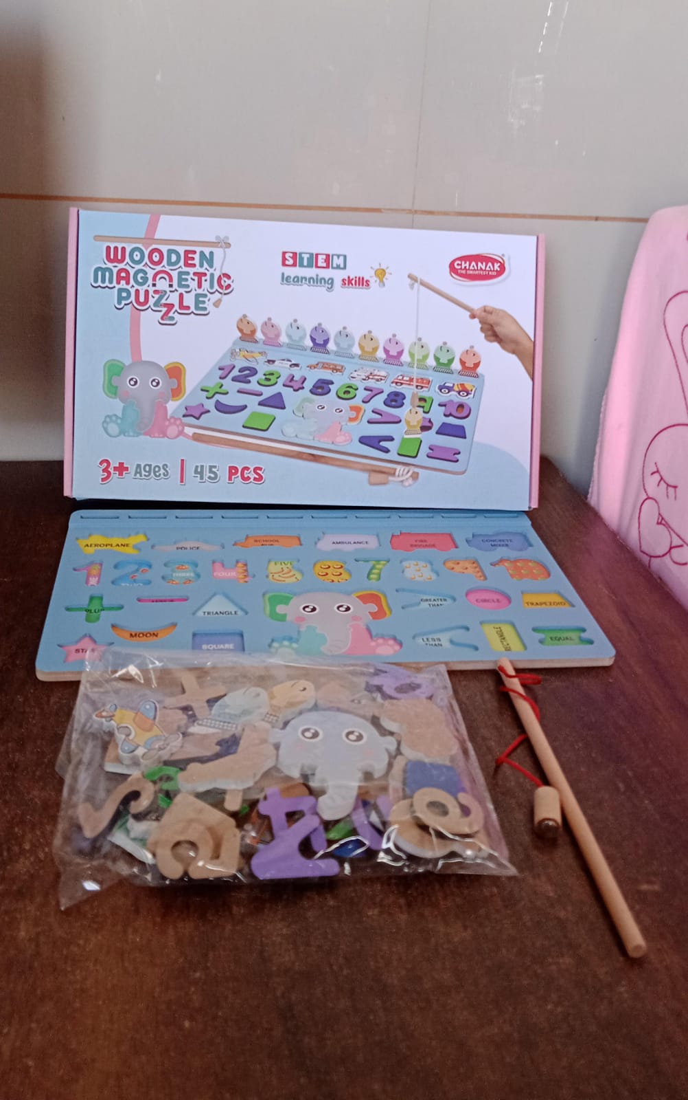 Wooden Number Puzzle Match Board and magnetic rod - Springkart