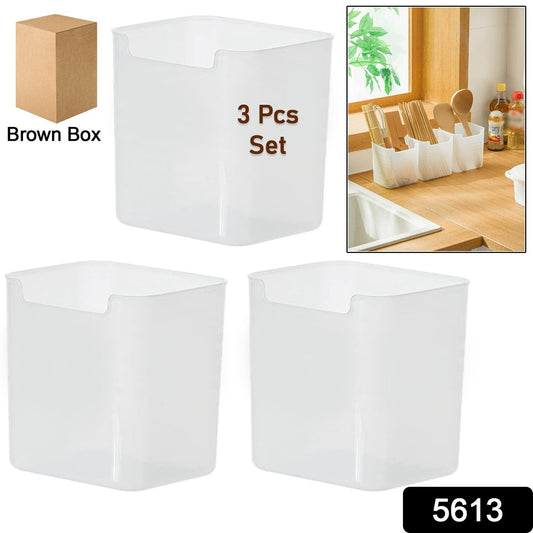 3Pcs Clear Plastic Organizer Storage Versatile Kitchen Drawer Organizer Tray for Desk, Makeup, Bathroom, Kitchen Pantry Cabinet - Springkart