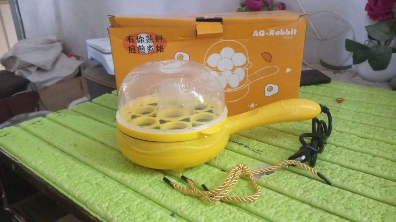 Multi functional Electric 2 in 1 Egg Frying Pan with Egg Boiler Machine Measuring Cup with Handle - Springkart