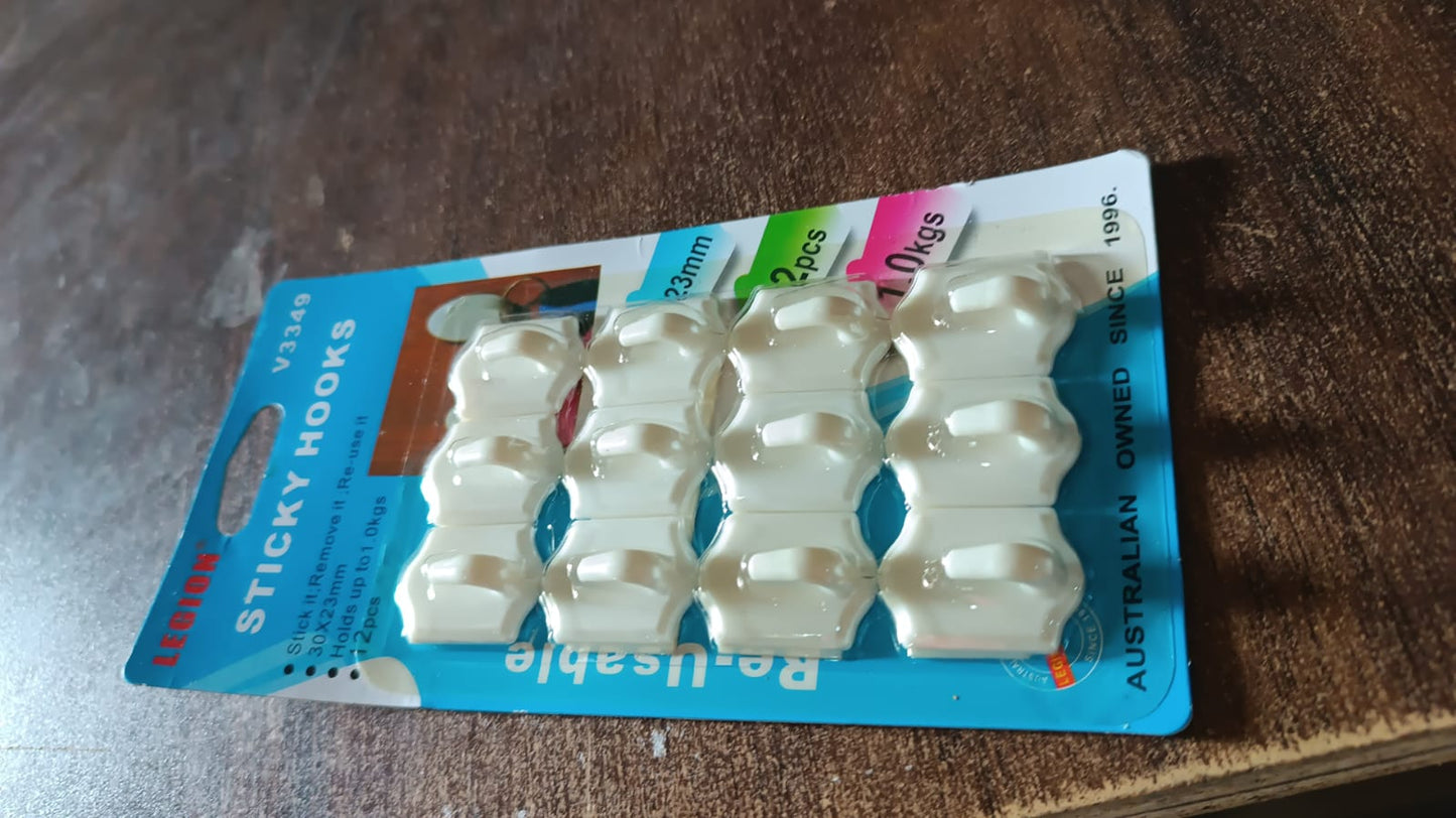 Small Adhesive Hooks for Wall Hanging Adhesive Hooks (12 pcs Set) - Springkart