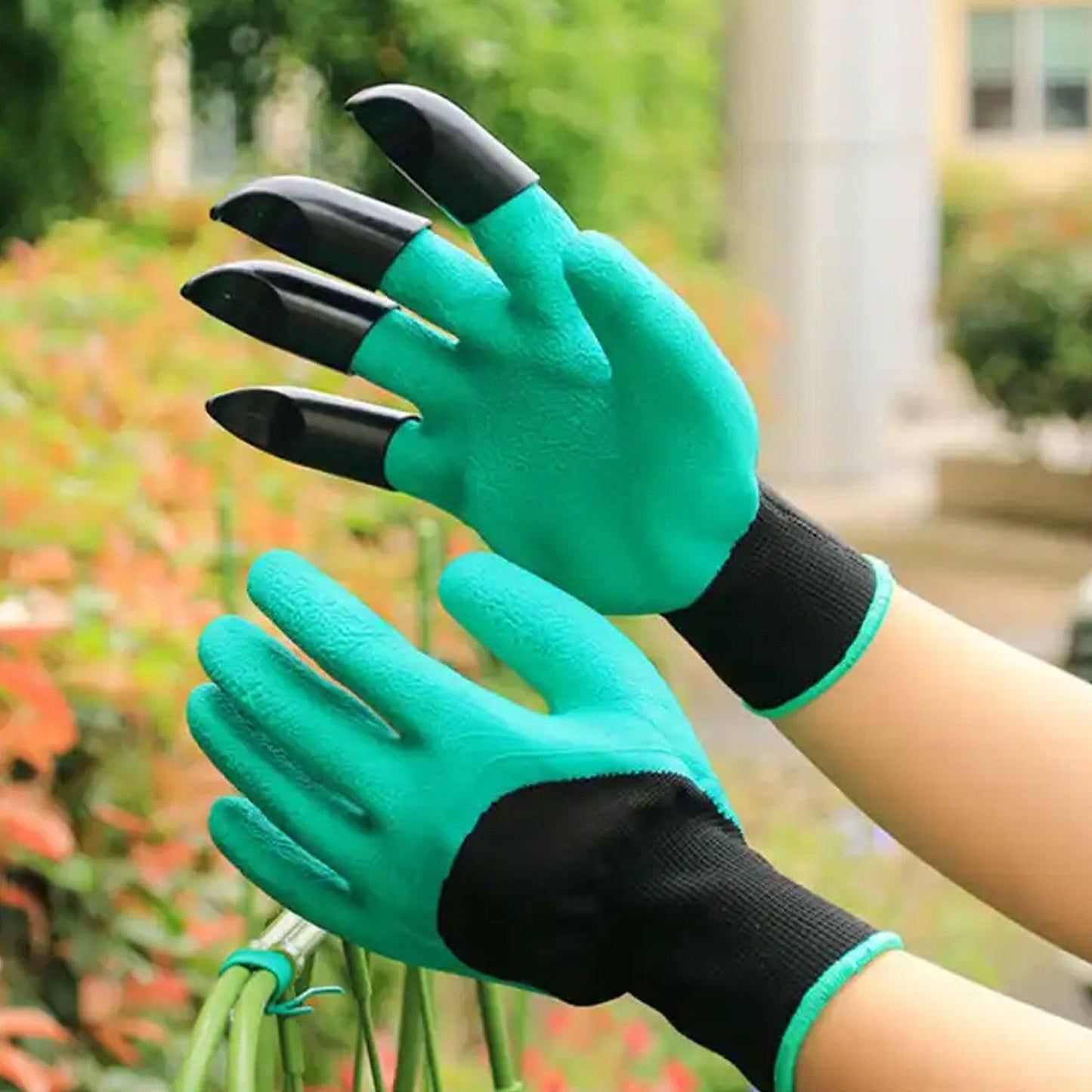 0719 Heavy Duty Garden Farming Gloves- Abc Plastic Washable With Hand Fingertips Abs Claws For Digging Planting Gardening Tool For Home Pots Agriculture Industrial Farming Work Men Women (1 Pair) - Springkart