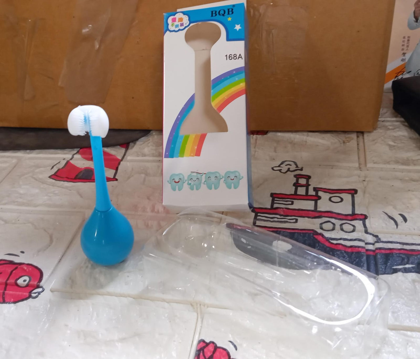Toothbrush - Soft Bristle Toothbrush - 3-Sided Training Toothbrush With Silicone Head, Inverted Cleaning Toothbrush for Aged 2-12, Children's Cleaning (1 Pc) - Springkart