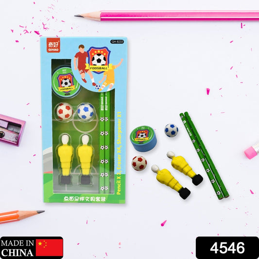 Stationary Kit Football & Basketball Theme Stationary Set For Kids, Pencil, Sharpener, Eraser Set For Kids, Boys & Girls, Birthday Return Gift Stationary Set - Springkart