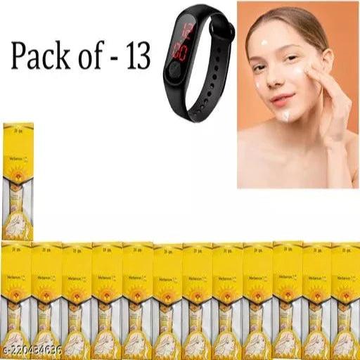 Melanon XL Cream For Anti Acne Free Face + Led Watch Free 30gm x 13 - Springkart