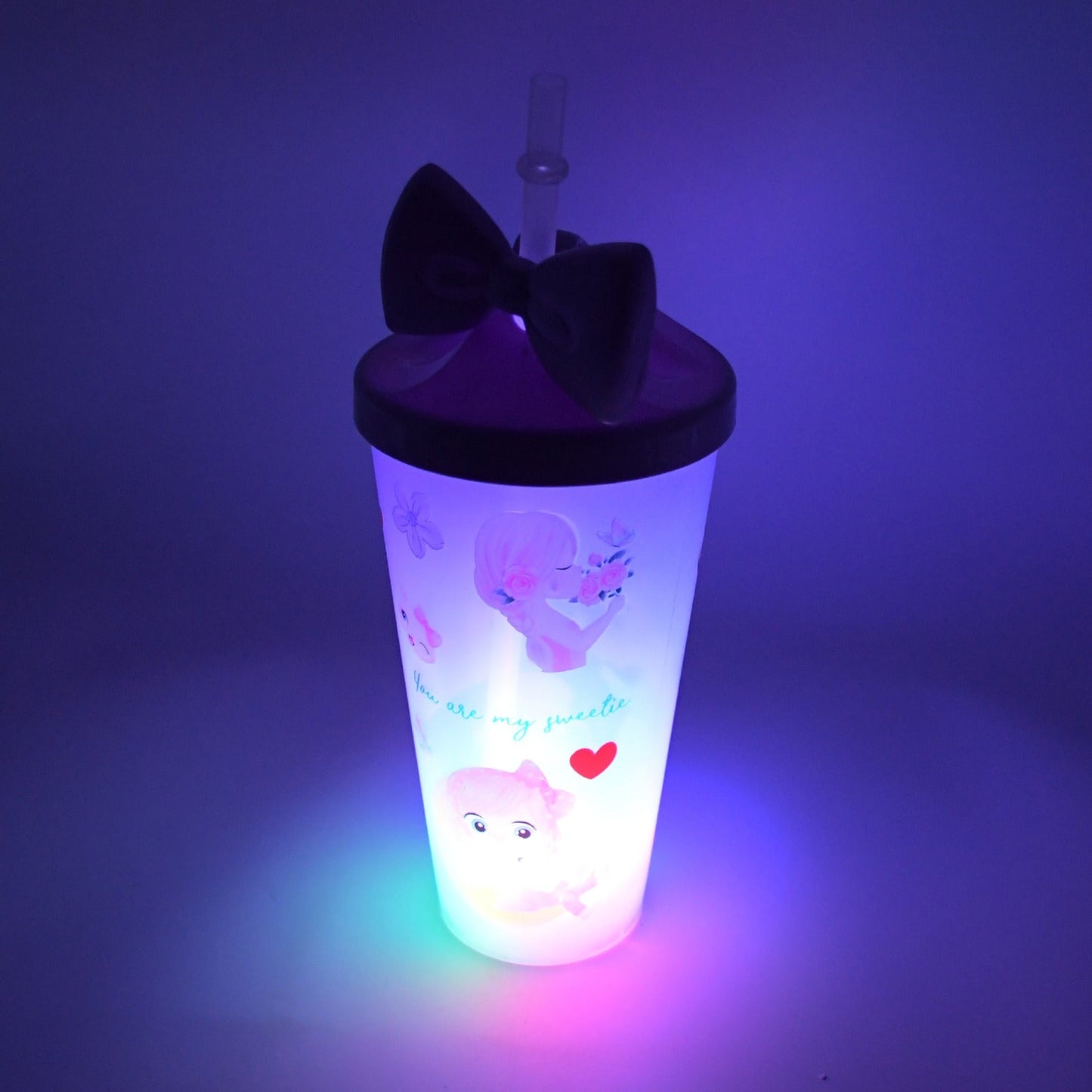 Unicorn Water Bottle with Straw & Lid for Kids (With Light) - Springkart