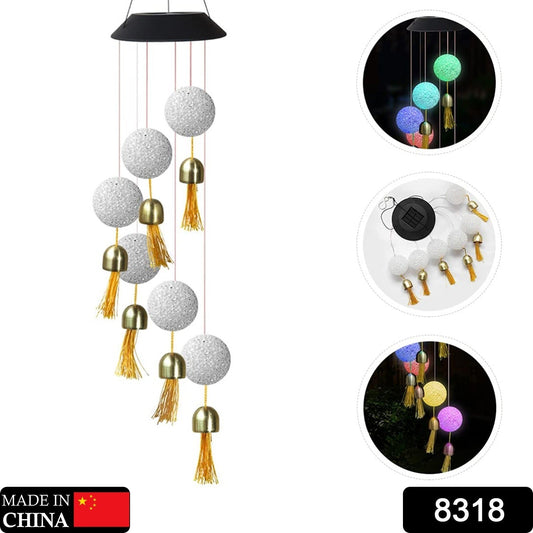 Solar Crystal Ball Wind Chime, Color Changing Solar Powered LED Hanging Wind Chime Light Mobile for Patio Yard Garden Home Outdoor Night Decor, Gifts - Springkart