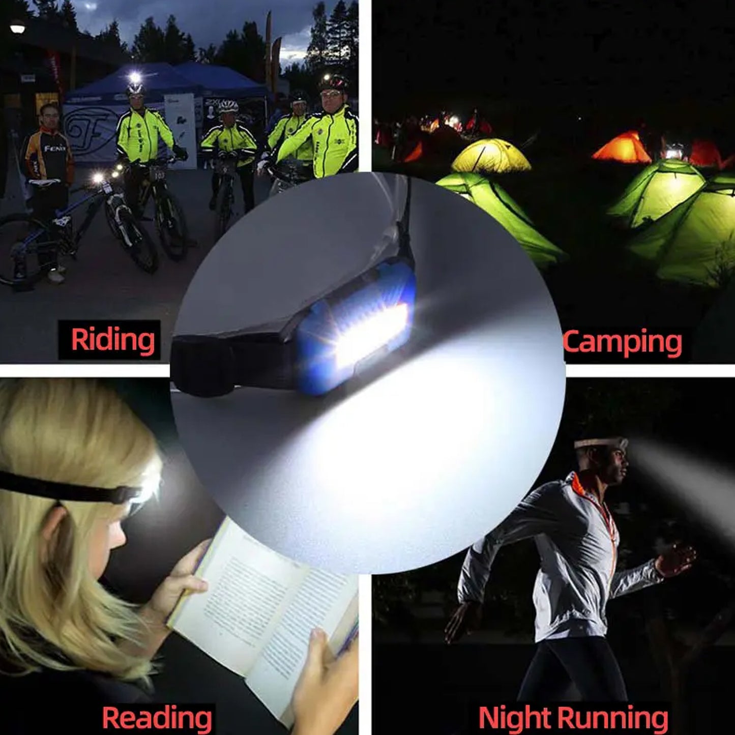9377 Head Lamp Flashlight Waterproof Portable Lantern Headband Light Torch Lamp For Outdoor Camping Hiking Backpack Cycling Running Hunting 10w Cob(1 Pc) - Springkart