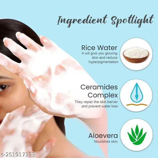 Glamveda Rice & Ceramide Korean Glass Skin Combo ( Face wash + Peel Off Mask ) | Skin Brightening & Anti Dullness