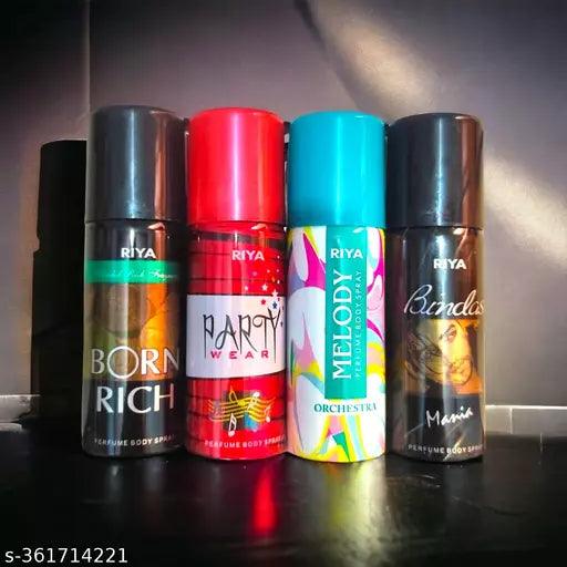 Riya Melody & Bindas & Party Wear & Born Rich Mini Perfume Body Spray Deo perfume (40ml Each) Pack Of 4pcs - Springkart