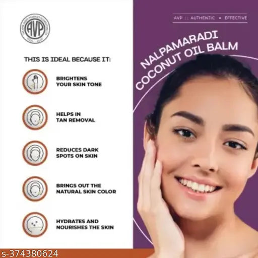 AVP Nalpamaradi Coconut Oil Balm 40G Skin Lightening Tan Removal - Springkart