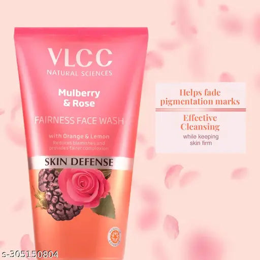 VLCC Mulberry & Rose Facewash - 2X 150 ml - Buy One Get One - Fairness & Cleansing