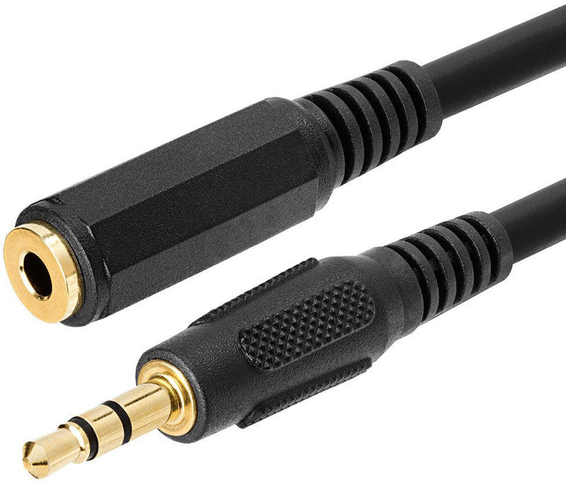 HexaGear AUX Cable 1.5 m 100% Original Gold plated 1.5 meter Heavy duty wire 3.5mm Male to Female Stereo Audio Cable || Aux extension cable (Compatible with mic, mobile, car, laptop, home theatre, computer, Black, One Cable, 3.5mm Jack To 3.5mm)