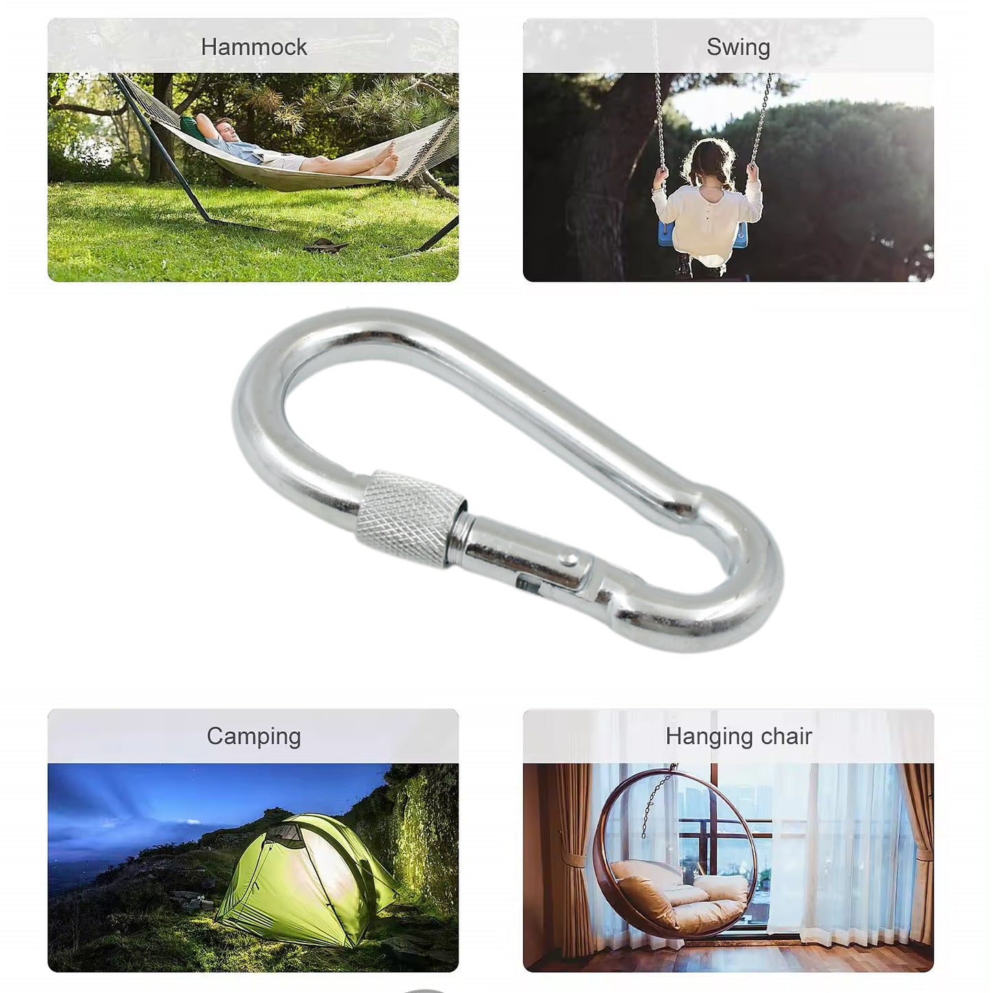 Snap Hook With Screw-stainless Steel Snap Hook Clip Heavy Duty Carabiner Clip (10100 Mm 1 Pc) - Springkart