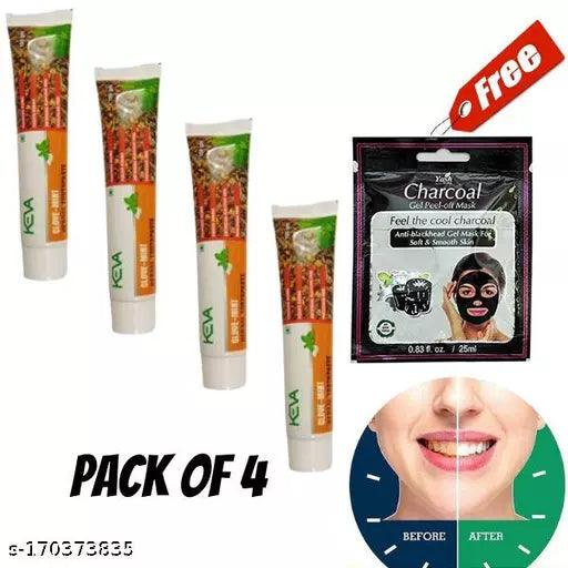 MINI CHARCOAL MASK PACK OF 1 + KEVA CLOVE MINT HERBAL TOOTHPASTE PACK OF 4 - Springkart