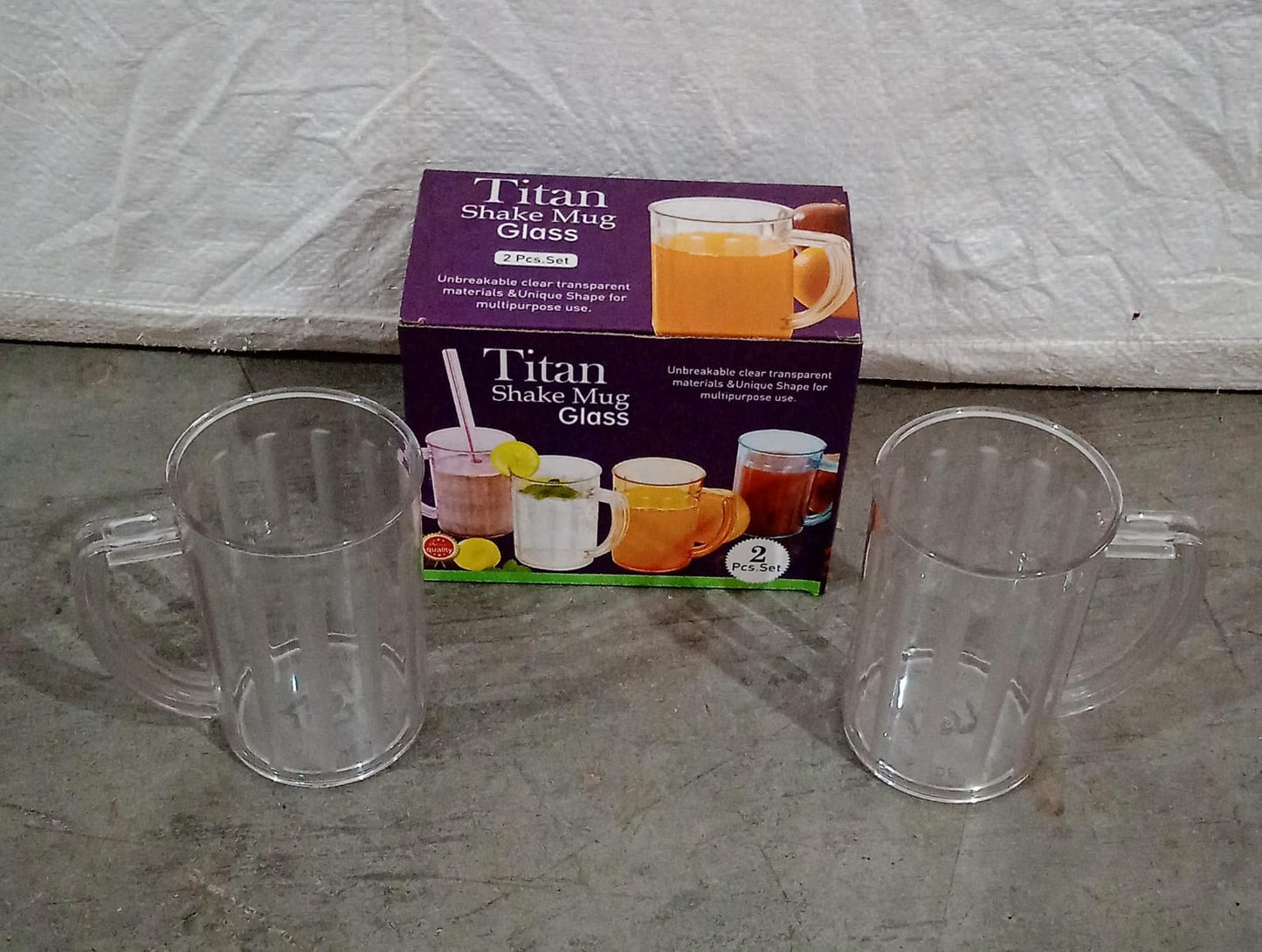 Stylish Juice Glass With Handle, Water Glass, Beer Glass, Milk Shake Glass, Multipurpose Glass Plastic Beer Mug, Unbreakable Beer Tasting Glasses, Clear Juice Glasses Suitable for Kids (2 pc) - Springkart