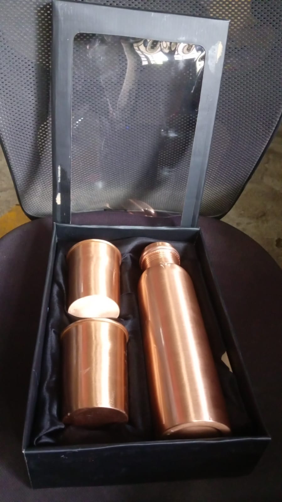 Copper Water Bottle 2 Glasses with Gift Box (3 Pcs Set) - Springkart