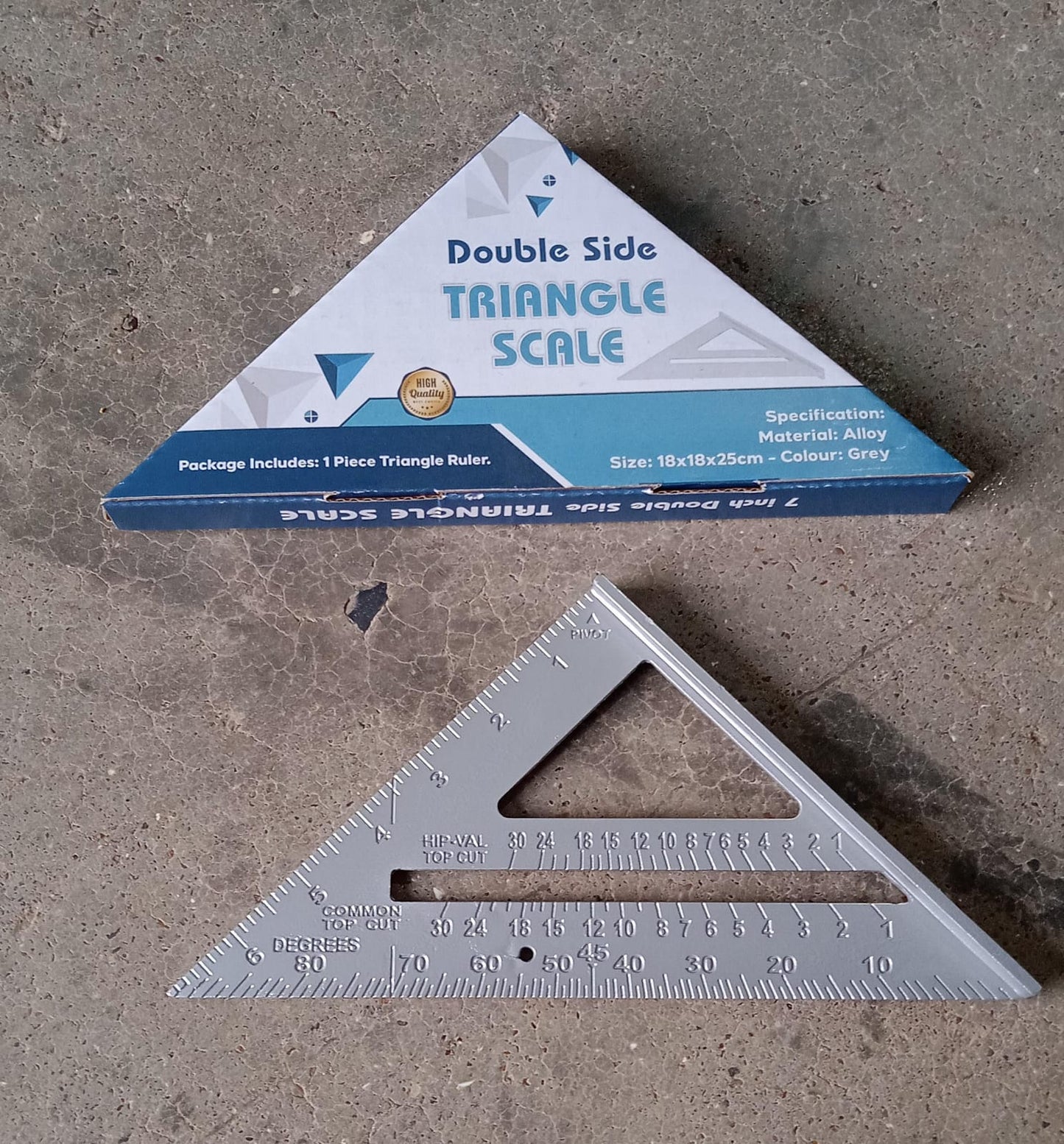 Double Side Scale Triangle Measurement Hand Tool, 45 Degree Triangle Ruler, Home for Industry, Aluminum Alloy Rafter Square 7-Inch Length - Springkart