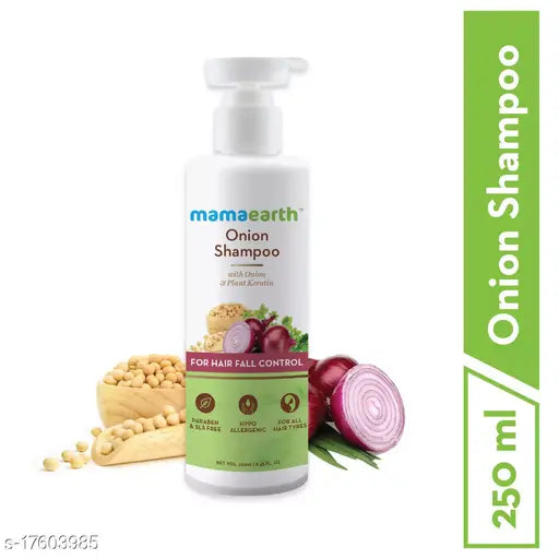 "Mamaearth Onion Hair Fall Shampoo for Hair Growth & Hair Fall Control, with Onion Oil & Plant Keratin 250ml"
