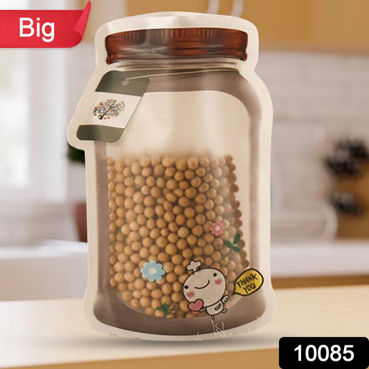 Plastic Transparent Big Jar Shaped Pouch With Zipper (1 Pc) - Springkart