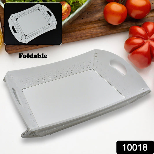 Foldable Serving Tray Plastic Serving TrayĀ With Handle Serving Tray For Food, Kitchen, Outdoors, Restaurants (1 Pc) - Springkart