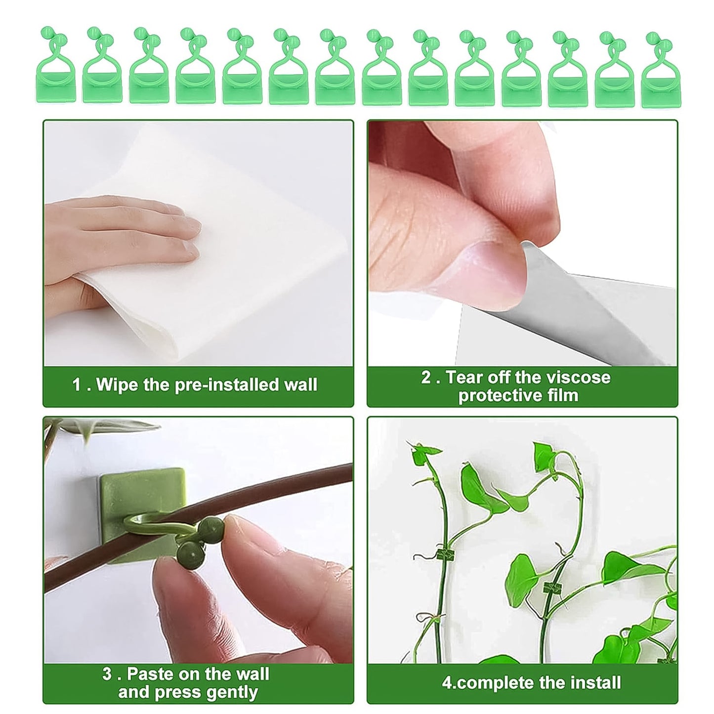 Plant Climbing Wall Fixture Clip Self-adhesive Hook (100 Pcs Set) - Springkart