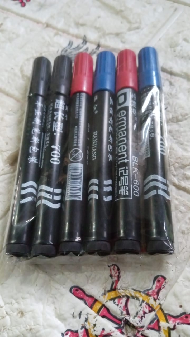 Permanent Marker Leak Proof Marker Craftworks, School Projects and Other | Suitable for Office and Home Use (Pack Of 6 Pc Multi-Color) - Springkart