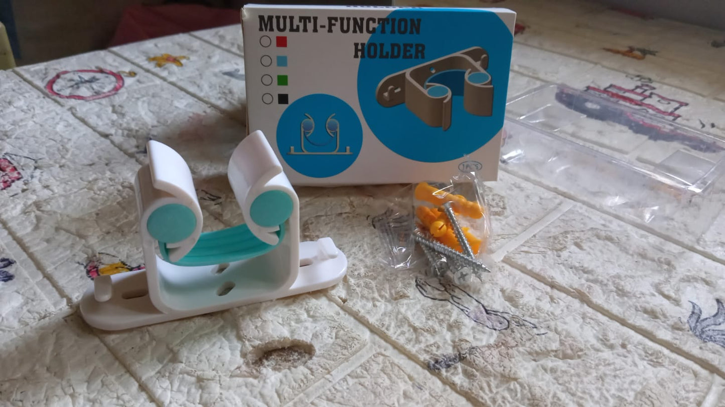 Multifunctional Holder With 4 Screw Wall Mounted Broom Organizer Cleaning Tools Holder Hanger, Hanging Hook for Bathroom Kitchen, Multi Function Holder Garage Clip Bike Hanger Wall Mount Set (1 Pc) - Springkart