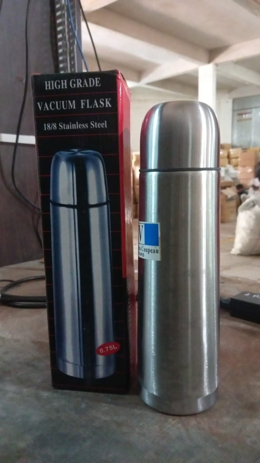 Vacuum Flask Without Cover, 18/8 Stainless Steel | Hot and Cold Water Bottle with Push-Down Lid | Double Walled Stainless Steel Bottle for Travel, Home, Office, School, Picnic (750 ML / Without Cover) - Springkart