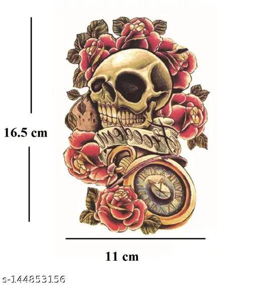 Temporary Tattoo For Girls Men Women 3D Skull Sticker Size 19x12cm - 1pc. (15) - Springkart